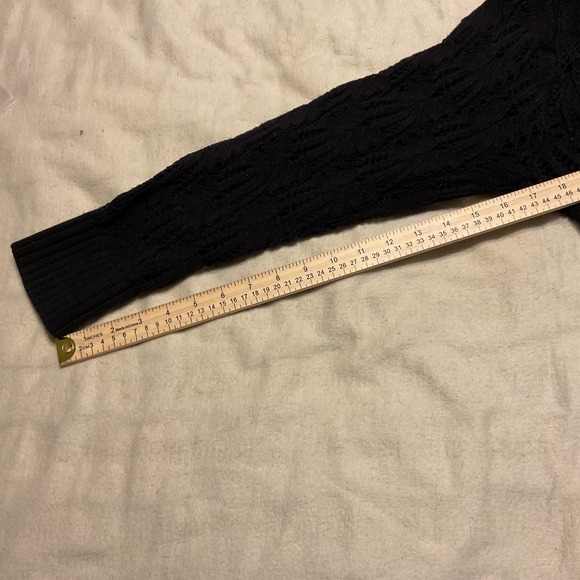 Sonoma Cardigan Sweater Womens XLargeBlack Open Front Crochet Knit Short Sleeve - Picture 7 of 8